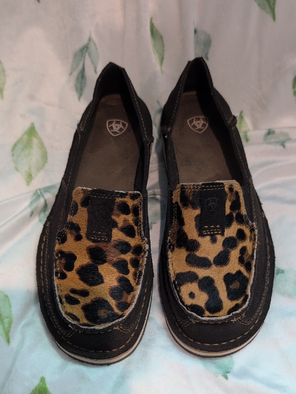 Ariat Women's Leopard Haircalf Slip-On Loafers - Black/Tan